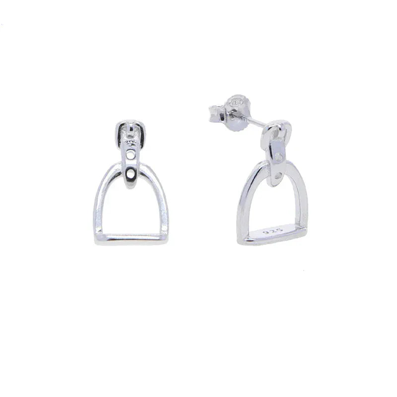 Silver Stirrup Stud Earrings