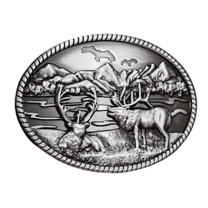Älg Bältesspänne Jakt Scen Antik silver