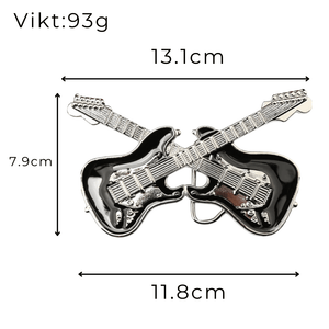 Bältesspänne Elektrische Gitarren Design mit schwarzem Emaille Silver/svart