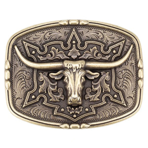 Bältesspänne Longhorn i metall western stil Brons