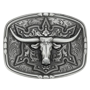 Bältesspänne Longhorn i metall western stil Silver