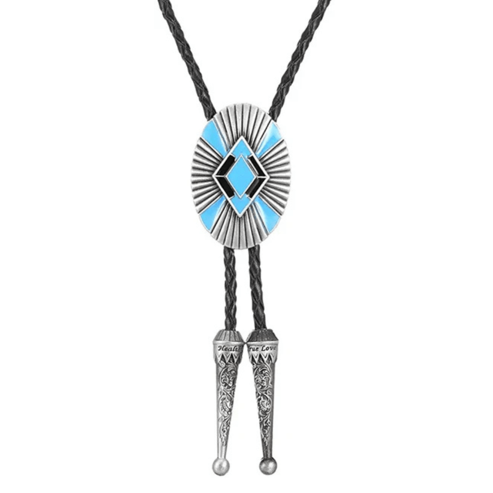 Bolo tie i blått med oval medaljong Blå