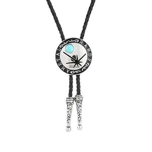 Bolo tie i rund form med stjärnmotiv Blå