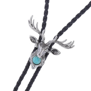 Bolo tie med älghuvud och blå sten