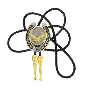 Bolo tie med hästsko och örn i guldmetall Guld