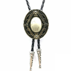 Bolo tie med oval agatsten och vintageinfattning