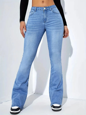 Bootcut jeans dam hög midja Himmelblå / XS