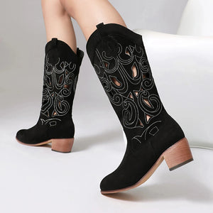 Cowgirl Boots i Mocka med Utskärningar
