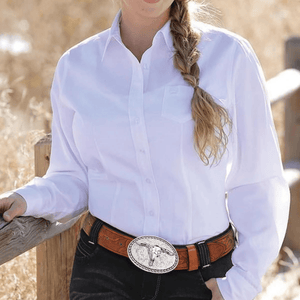 Cowboybälte med ovalt silverspänne