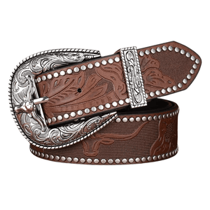 Cowboybälte med Silverspänne Mörkbrun / 120cm