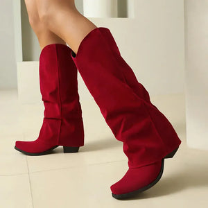 Cowboyboots i mockastil med vikt skaft och 6cm klack
