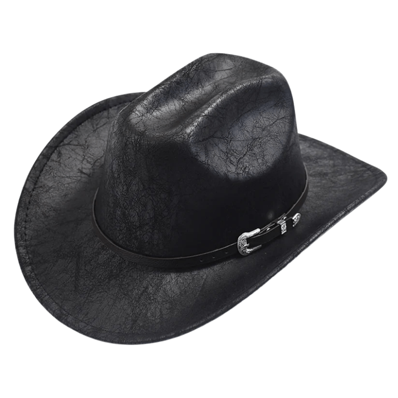 Cowboyhatt Konstläder Svart / One Size