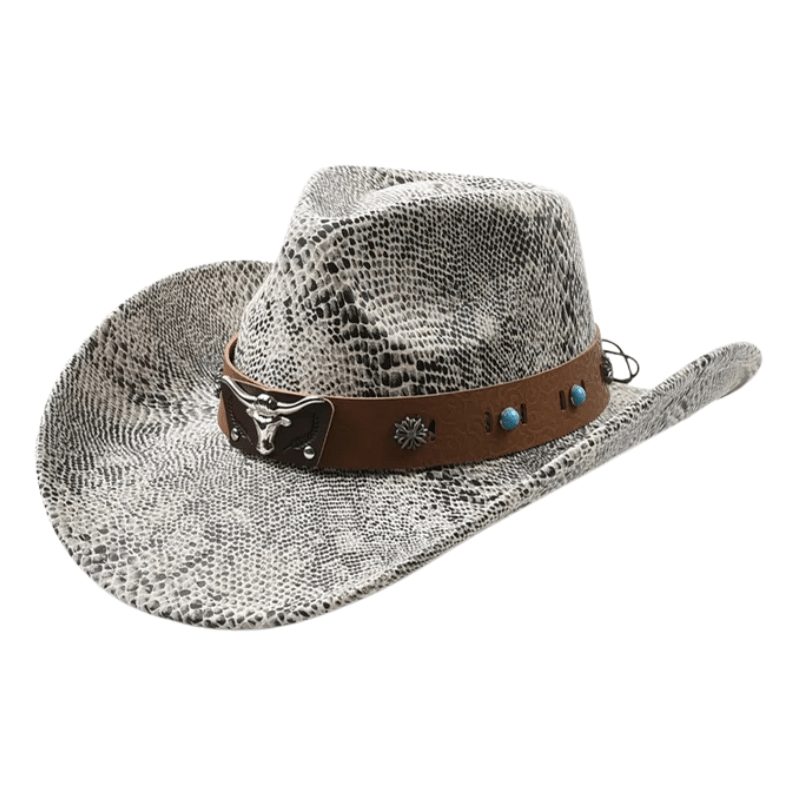 Cowboyhatt med Oxhuvud Vit / Kan justeras