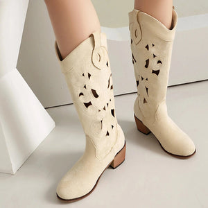 Cowgirl Boots i Mocka med Utskärningar