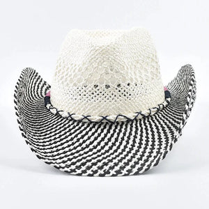Cowgirlhatt i handflätad halm Svart och vit / One Size