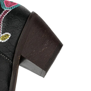 Tvåfärgade Höga Cowboyboots med Blommigt Broderi för Dam