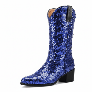 Höga Cowboyboots med Paljetter för Dam Blå / 35