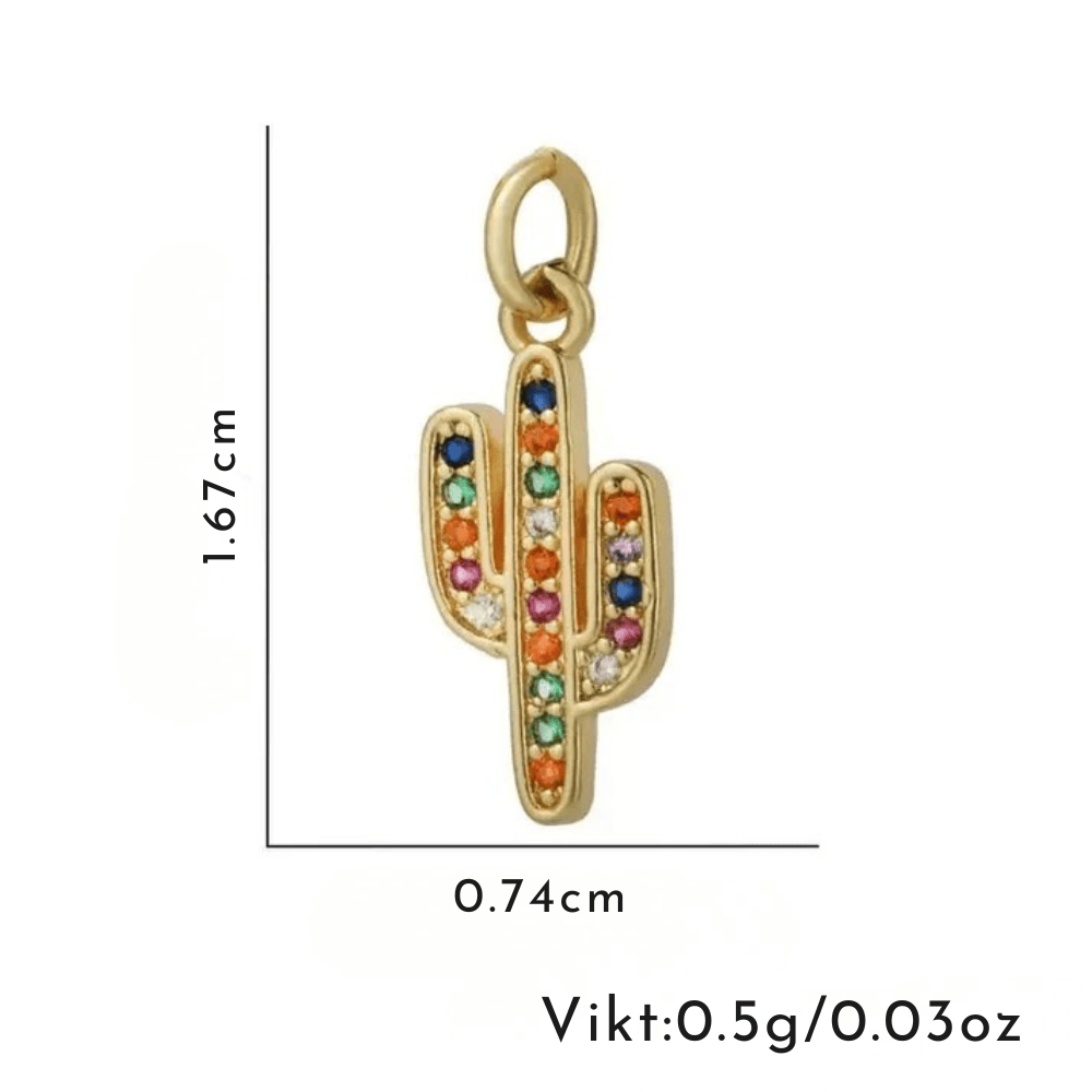 Cactus Pendant with Colorful Crystal Accents