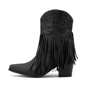 Korta Cowgirl Boots i Mocka med Fransar