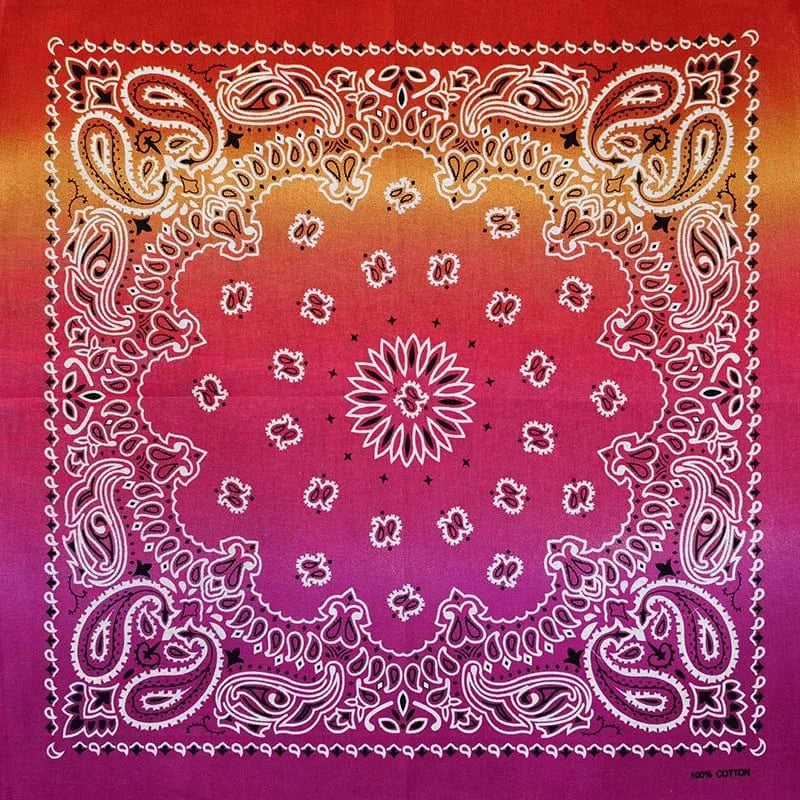 Ombré Paisley Bandana - Röd/Orange/Rosa Gradient Röd/Orange/Rosa