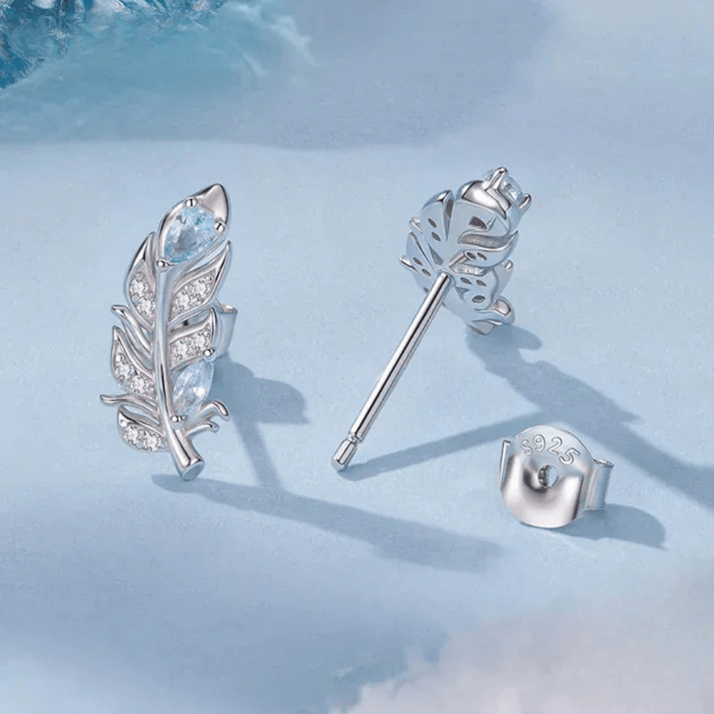 Feather Sterling Silver Stud Earrings
