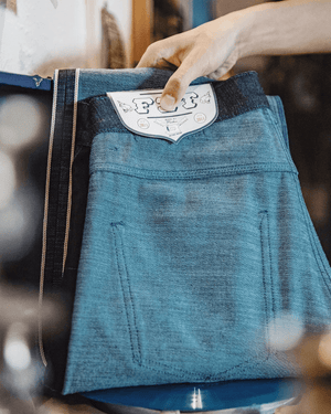 Raw denim jeans