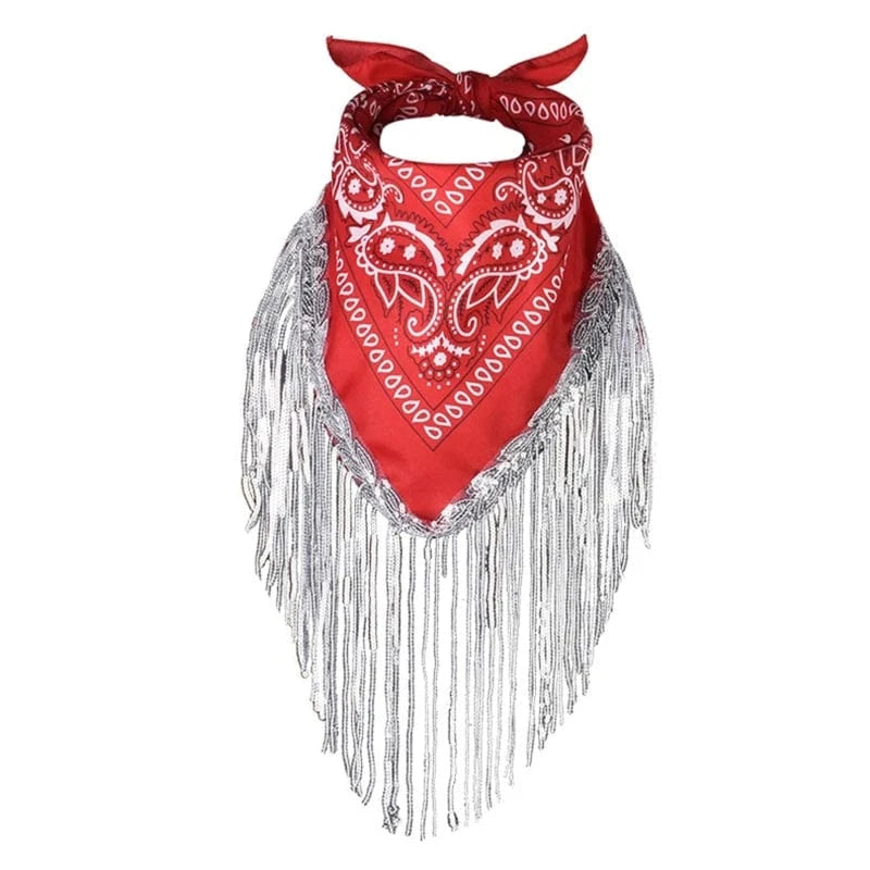Röd Cowboy Bandana med Glitterfransar Röd