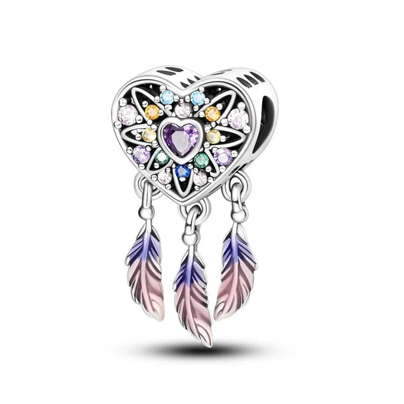 Silver Heart Dreamcatcher Charm