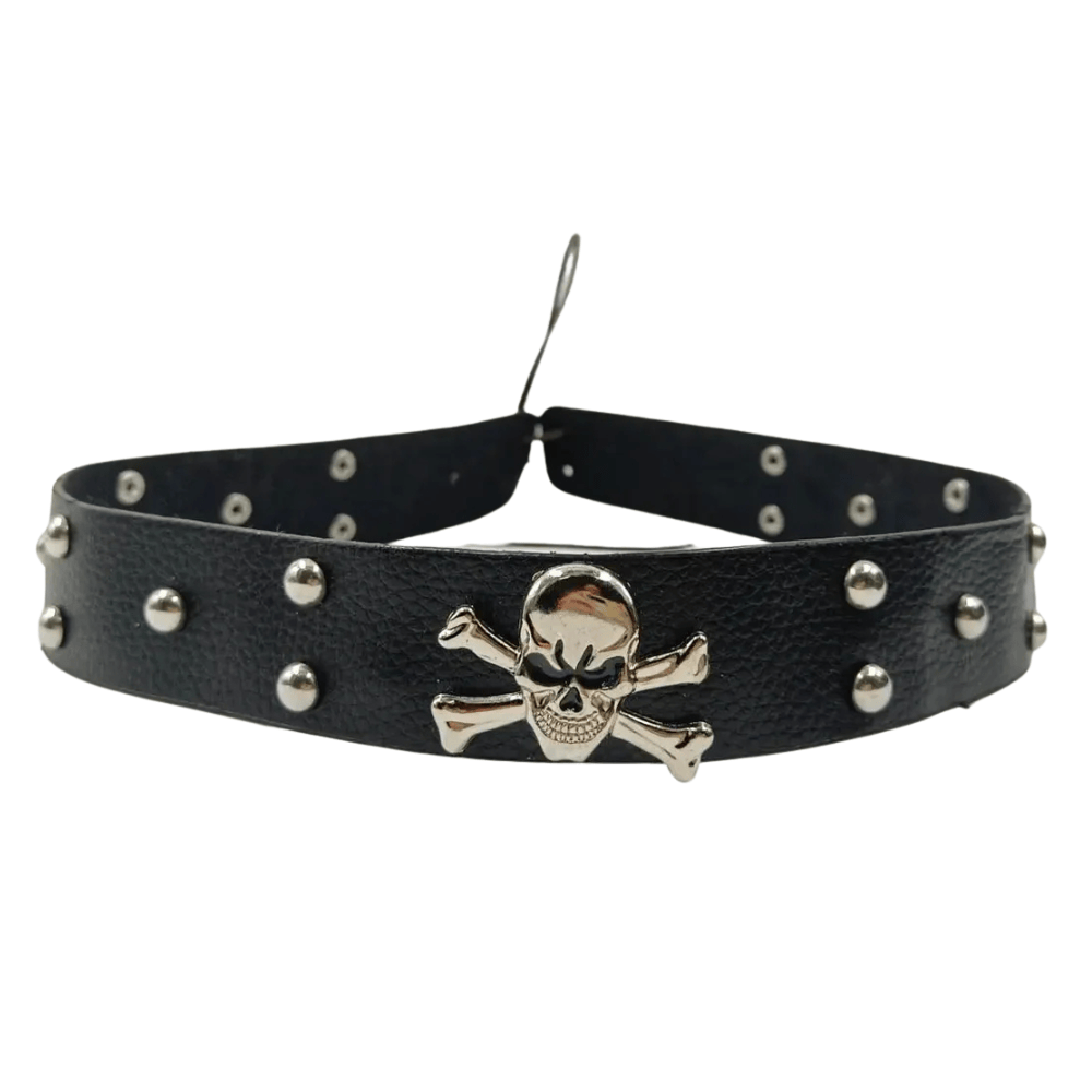Svart cowboyhattband döskalle och nitar Svart / 56-58cm