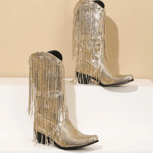 Westernboots med Glittrande Fransdesign