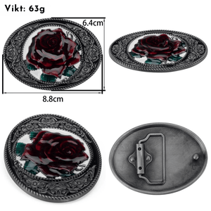 Westernläderbälte med rosenspänne