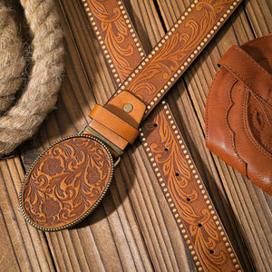 Westernläderbälte ovalt spänne
