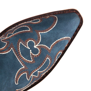 Blåa Höga Cowboyboots med Broderi för Dam