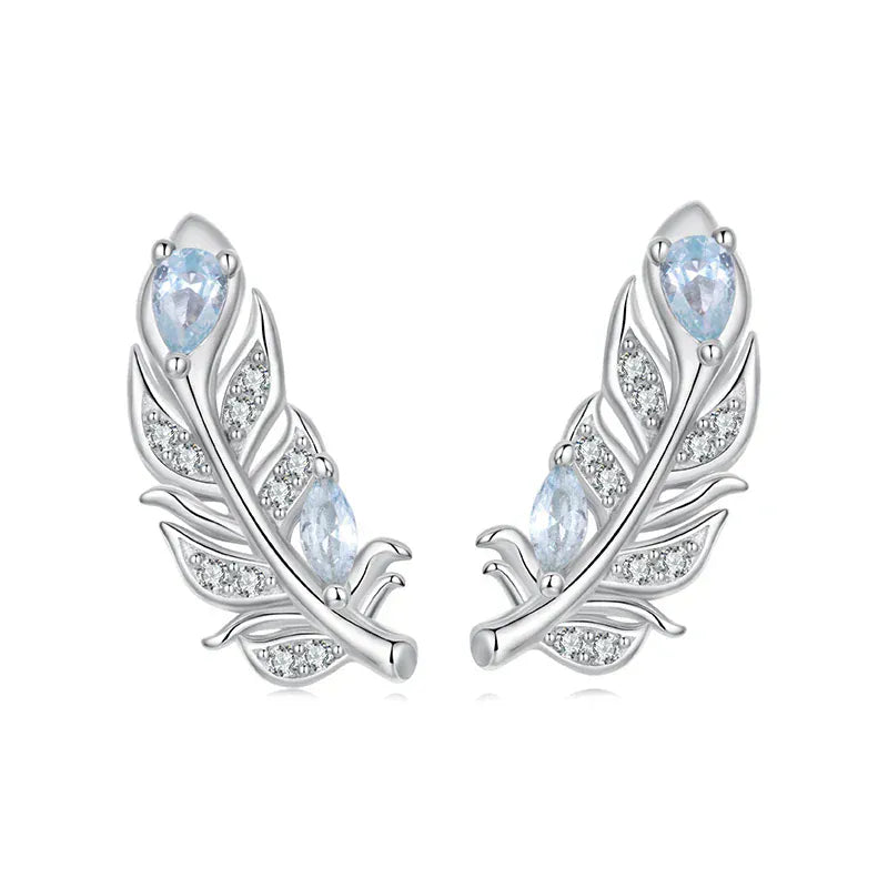 Feather Sterling Silver Stud Earrings