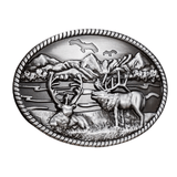 Älg Bältesspänne Jakt Scen Antik silver