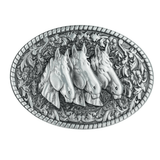 Bältespänne med tre hästar i relief Silver
