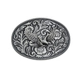 Bältespänne ovalt örn blomster western Silver