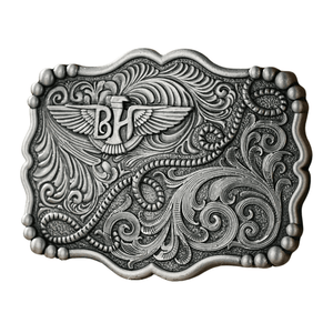 Bältespänne western BH mönstrad gravyr Silver
