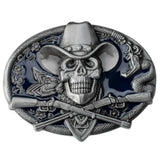 Bältesspänne cowboy dödskalle korsade gevär western stil Blå