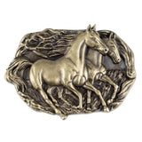 Bältesspänne western stil med galopperande hästar Antik guld