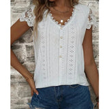 Blus med spets Vit / S