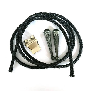 Bolo tie i aztekisk design med genuint läder
