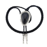 Bolo tie i droppform med naturlig turkos Svart