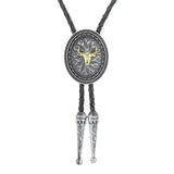 Bolo tie med guldfärgat djurhuvud Silver guld tjurhuvud