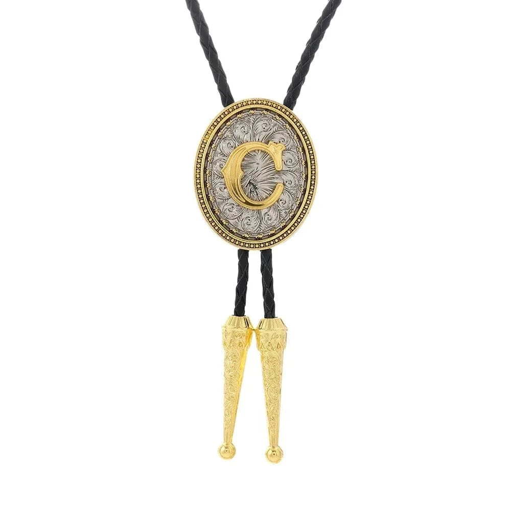 Bolo tie med initial A–Z i tvåtonad metall C