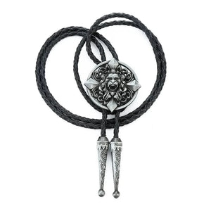 Bolo tie med lejonhuvud i antikmetall Silver