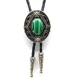 Bolo tie med oval agatsten och vintageinfattning Grön svart