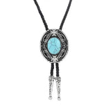 Bolo tie med oval sten och vågformad ram Himmelsblå