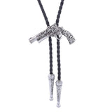 Bolo tie med retro pistol i metall Silver