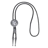 Bolo tie med rund hästberlock och läderband Svart rem